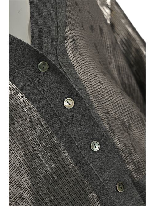 Cardigan in lana con spalmatura silver Alpha studio | AD-4471E2005